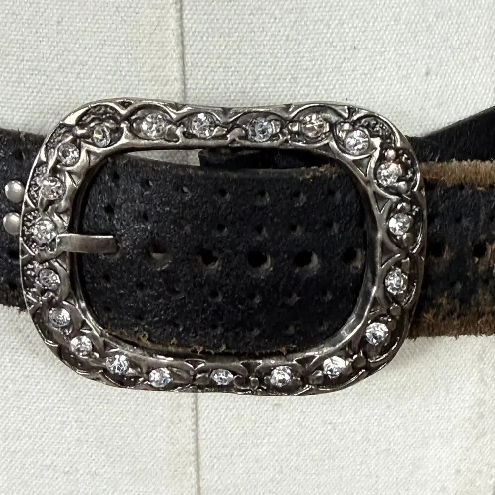 Leather Studded Rhinestone Bling Belt Trashy McBling Rockstar Girlfriend Emo XL